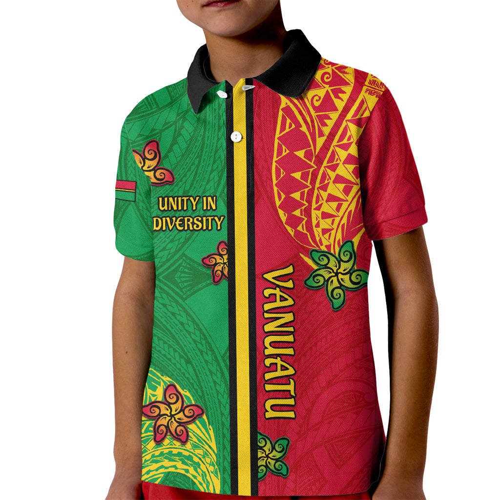 Personalised Vanuatu Happy Unity Day Kid Polo Shirt Polynesian Plumeria LT05 Kid Red - Polynesian Pride