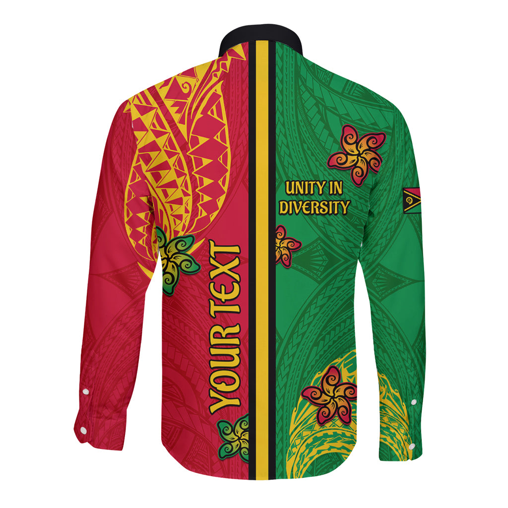 Personalised Vanuatu Happy Unity Day Long Sleeve Button Shirt Polynesian Plumeria LT05 - Polynesian Pride