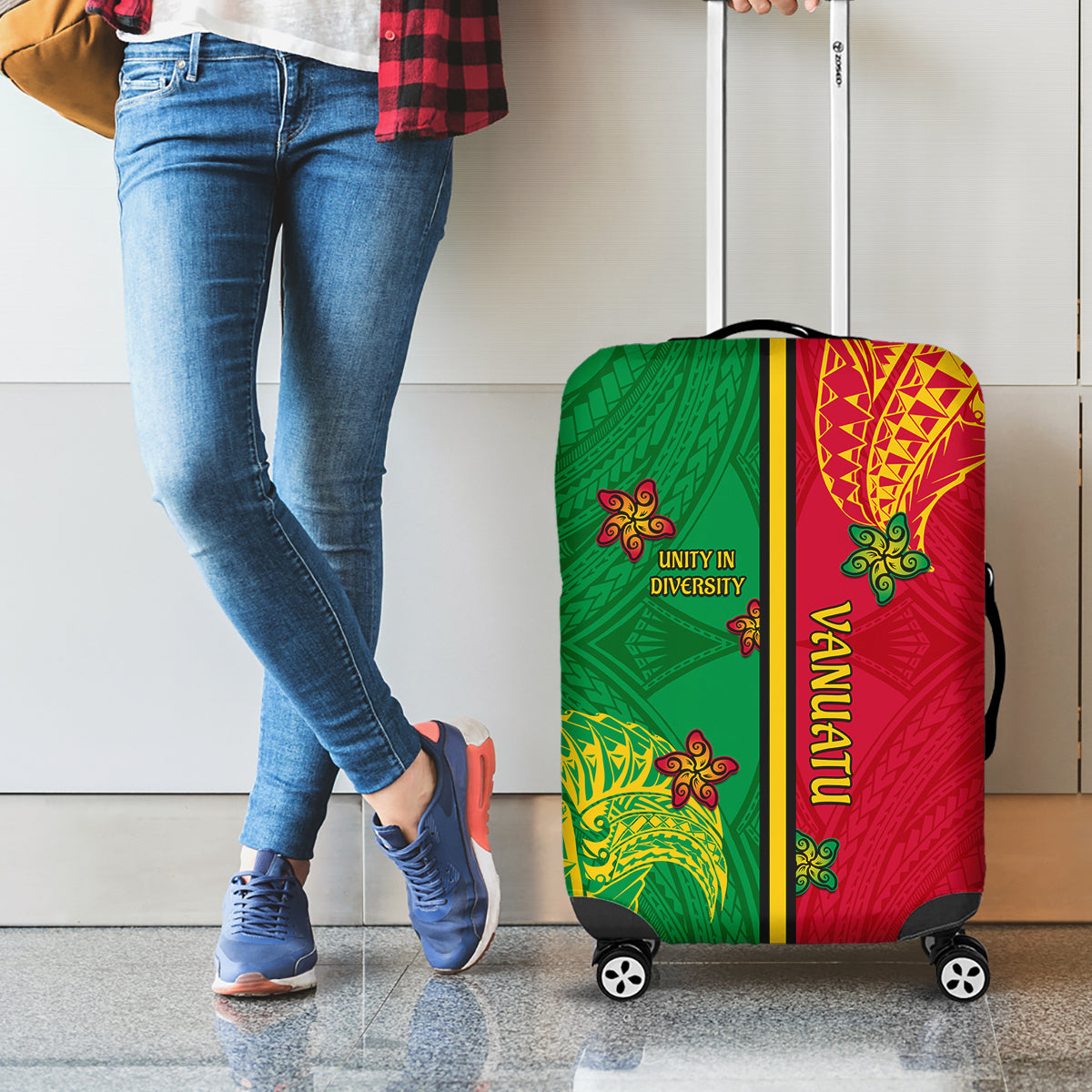 Vanuatu Happy Unity Day Luggage Cover Polynesian Plumeria LT05 - Polynesian Pride