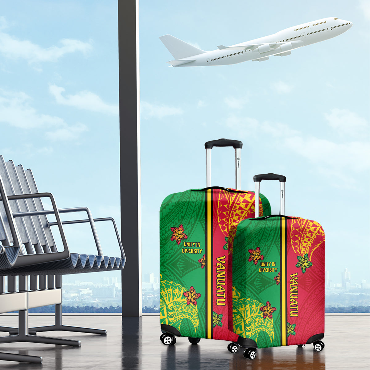 Vanuatu Happy Unity Day Luggage Cover Polynesian Plumeria LT05 - Polynesian Pride