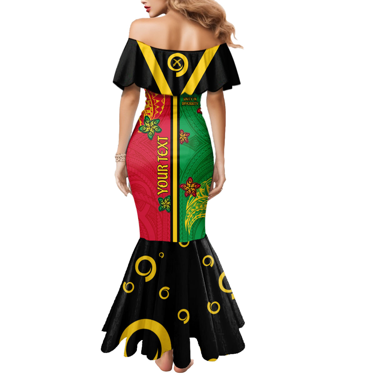 Personalised Vanuatu Happy Unity Day Mermaid Dress Polynesian Plumeria LT05 - Polynesian Pride