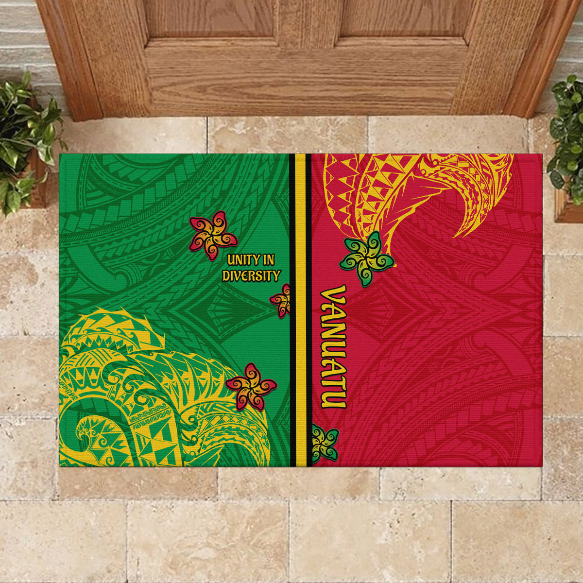Vanuatu Happy Unity Day Rubber Doormat Polynesian Plumeria LT05 - Polynesian Pride