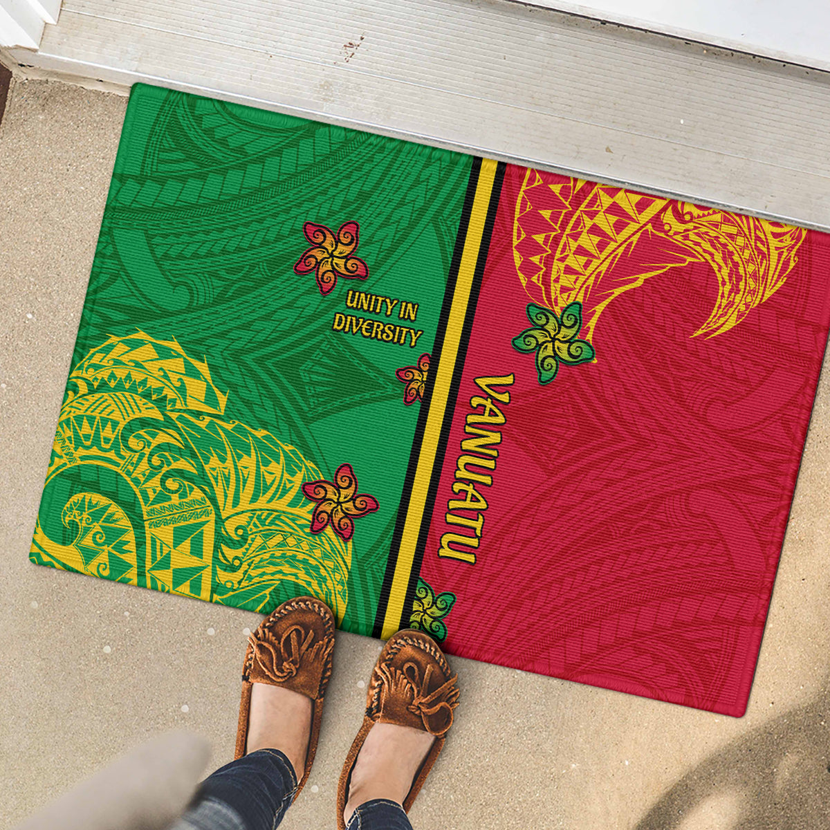 Vanuatu Happy Unity Day Rubber Doormat Polynesian Plumeria LT05 - Polynesian Pride