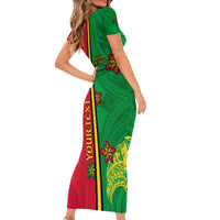 Personalised Vanuatu Happy Unity Day Short Sleeve Bodycon Dress Polynesian Plumeria LT05 - Polynesian Pride