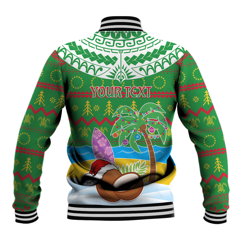 Personalised Cook Islands Christmas Baseball Jacket Coconut Santa Beach Style LT05 - Polynesian Pride