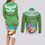 Personalised Cook Islands Christmas Couples Matching Long Sleeve Bodycon Dress and Long Sleeve Button Shirt Coconut Santa Beach Style LT05 - Polynesian Pride