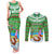 Personalised Cook Islands Christmas Couples Matching Tank Maxi Dress and Long Sleeve Button Shirt Coconut Santa Beach Style LT05 Green - Polynesian Pride