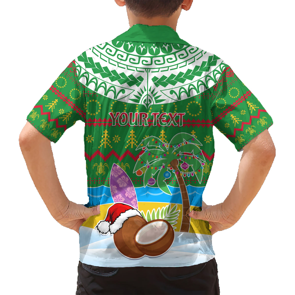 Personalised Cook Islands Christmas Hawaiian Shirt Coconut Santa Beach Style LT05 - Polynesian Pride