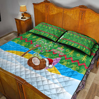Cook Islands Christmas Quilt Bed Set Coconut Santa Beach Style LT05 - Polynesian Pride