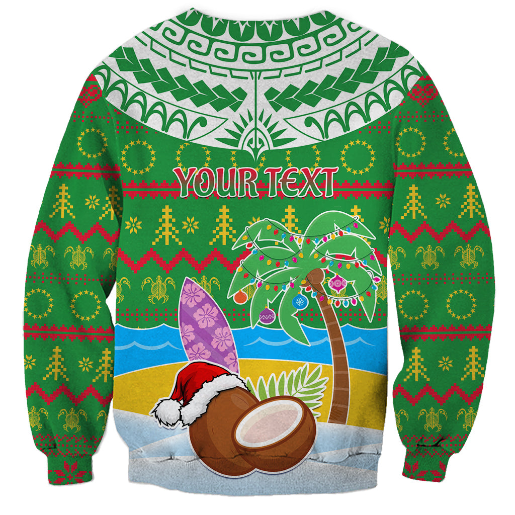 Personalised Cook Islands Christmas Sweatshirt Coconut Santa Beach Style LT05 - Polynesian Pride