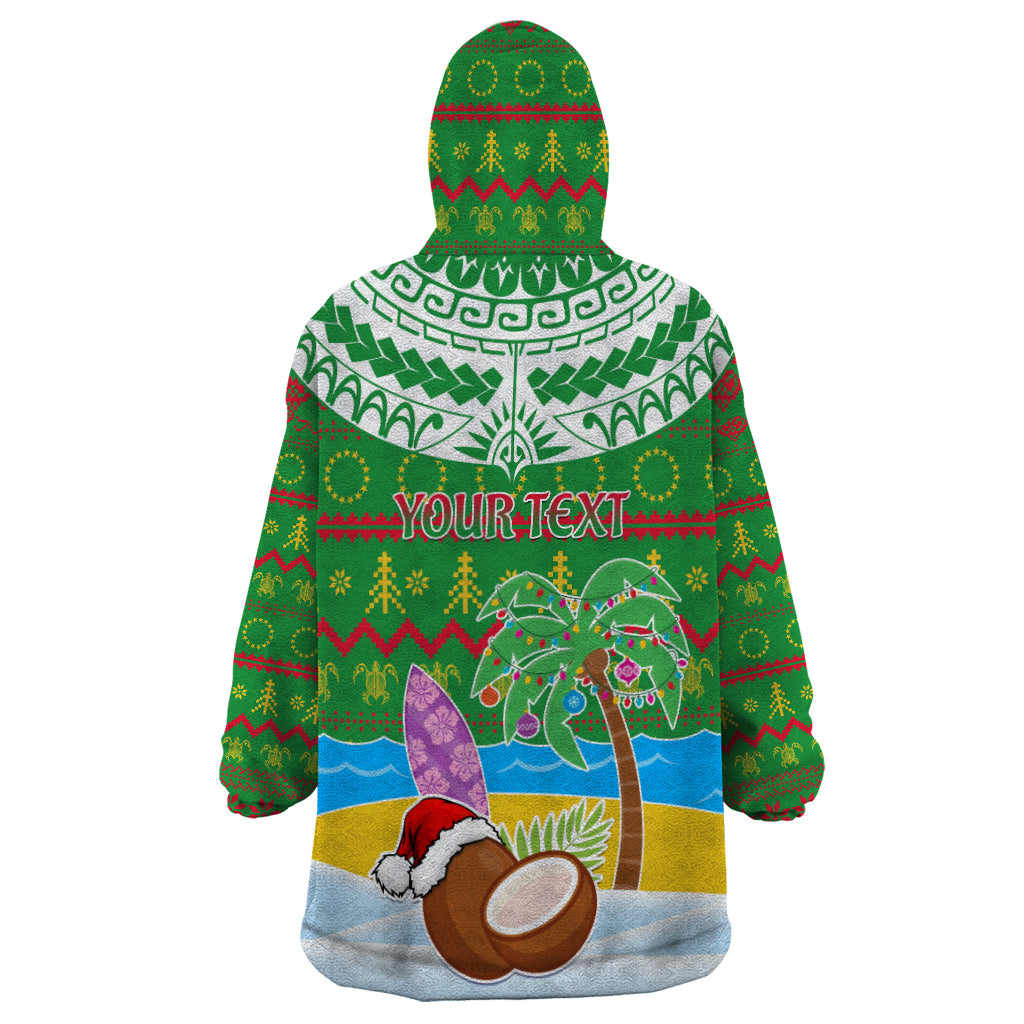 Personalised Cook Islands Christmas Wearable Blanket Hoodie Coconut Santa Beach Style LT05 - Polynesian Pride