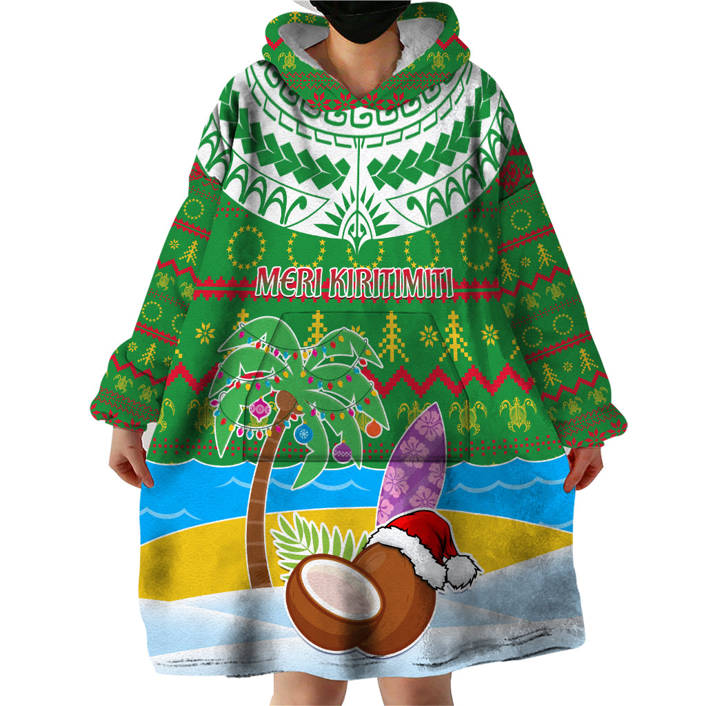 Personalised Cook Islands Christmas Wearable Blanket Hoodie Coconut Santa Beach Style LT05 - Polynesian Pride