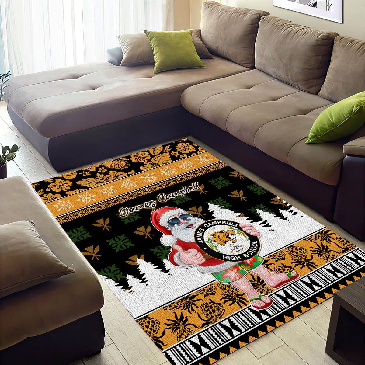Custom Hawaii James Campbell High School Christmas Area Rug Tropical Santa Claus LT05 - Polynesian Pride