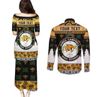 Custom Hawaii James Campbell High School Christmas Couples Matching Puletasi Dress and Long Sleeve Button Shirt Tropical Santa Claus LT05 - Polynesian Pride