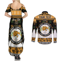 Custom Hawaii James Campbell High School Christmas Couples Matching Summer Maxi Dress and Long Sleeve Button Shirt Tropical Santa Claus LT05 - Polynesian Pride