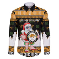 Custom Hawaii James Campbell High School Christmas Family Matching Puletasi Dress and Hawaiian Shirt Tropical Santa Claus LT05 Dad's Shirt - Long Sleeve Black - Polynesian Pride