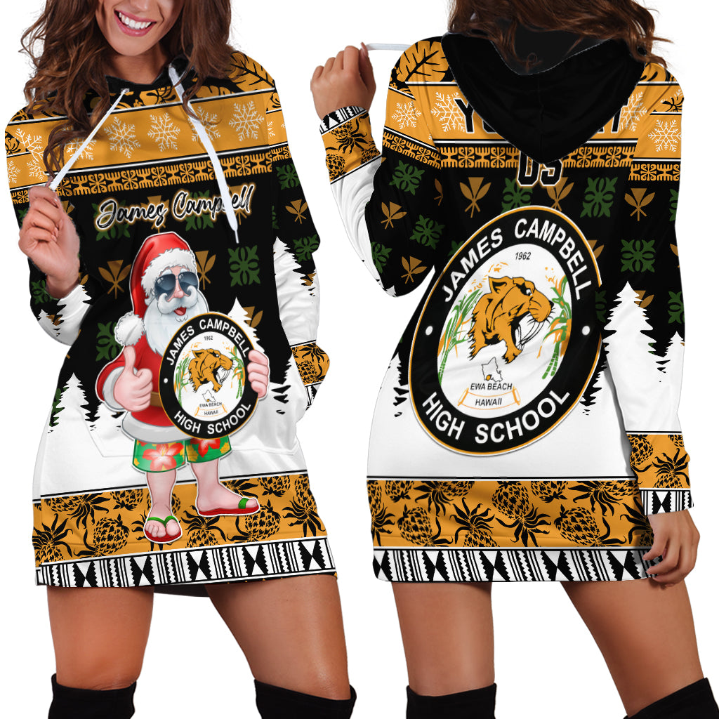Custom Hawaii James Campbell High School Christmas Hoodie Dress Tropical Santa Claus LT05 - Polynesian Pride