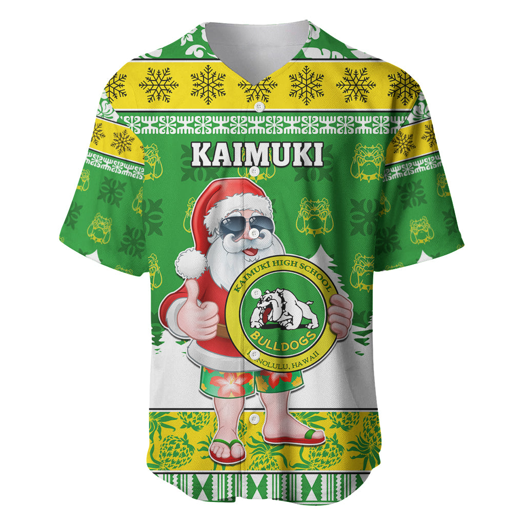 Custom Hawaii Kaimuki High School Christmas Baseball Jersey Tropical Santa Claus LT05 Green - Polynesian Pride