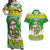 Custom Hawaii Kaimuki High School Christmas Couples Matching Off Shoulder Maxi Dress and Hawaiian Shirt Tropical Santa Claus LT05 Green - Polynesian Pride