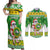 Custom Hawaii Kaimuki High School Christmas Couples Matching Off Shoulder Maxi Dress and Long Sleeve Button Shirt Tropical Santa Claus LT05 Green - Polynesian Pride