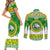 Custom Hawaii Kaimuki High School Christmas Couples Matching Short Sleeve Bodycon Dress and Long Sleeve Button Shirt Tropical Santa Claus LT05 - Polynesian Pride