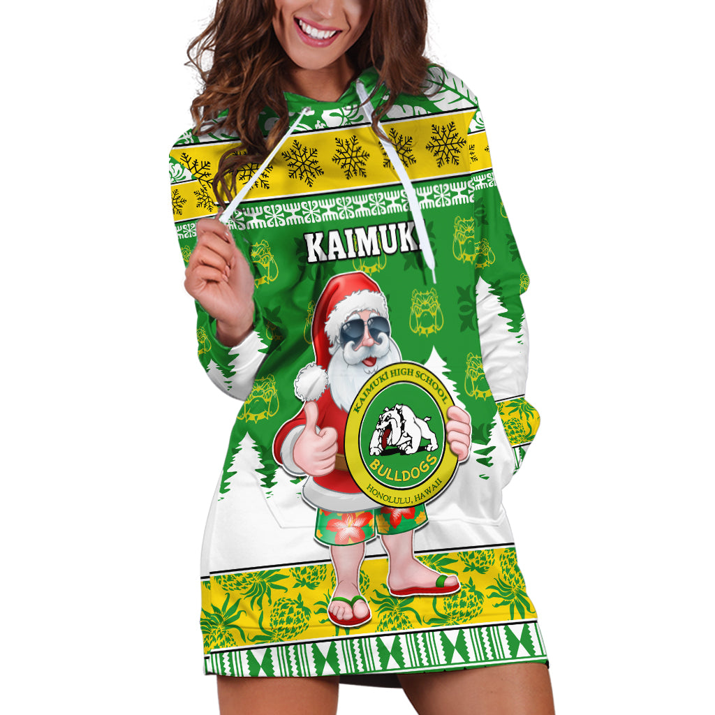 Custom Hawaii Kaimuki High School Christmas Hoodie Dress Tropical Santa Claus LT05 Green - Polynesian Pride