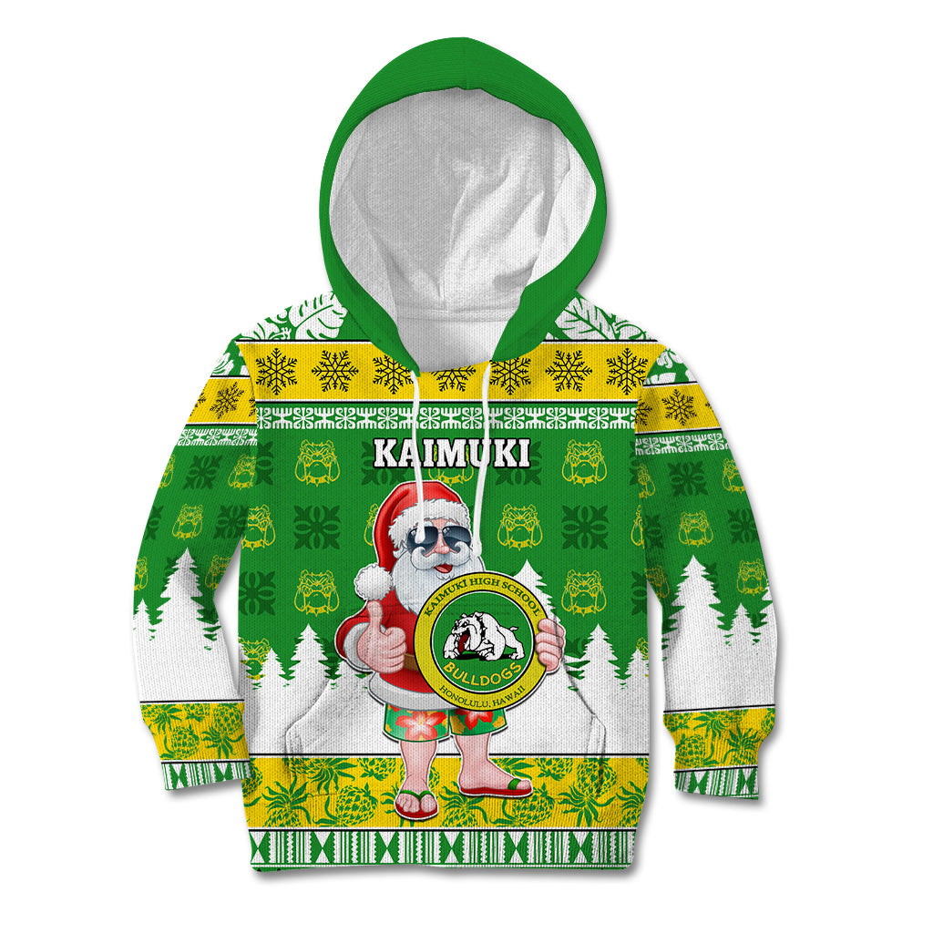 Custom Hawaii Kaimuki High School Christmas Kid Hoodie Tropical Santa Claus LT05 Green - Polynesian Pride