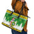 Custom Hawaii Kaimuki High School Christmas Leather Tote Bag Tropical Santa Claus LT05 - Polynesian Pride