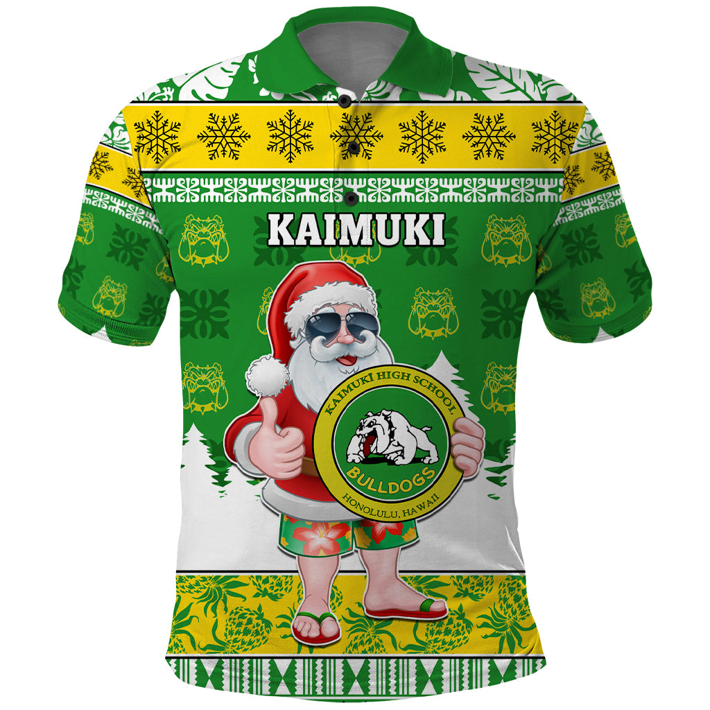 Custom Hawaii Kaimuki High School Christmas Polo Shirt Tropical Santa Claus LT05 Green - Polynesian Pride