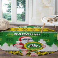 Custom Hawaii Kaimuki High School Christmas Round Carpet Tropical Santa Claus LT05 - Polynesian Pride