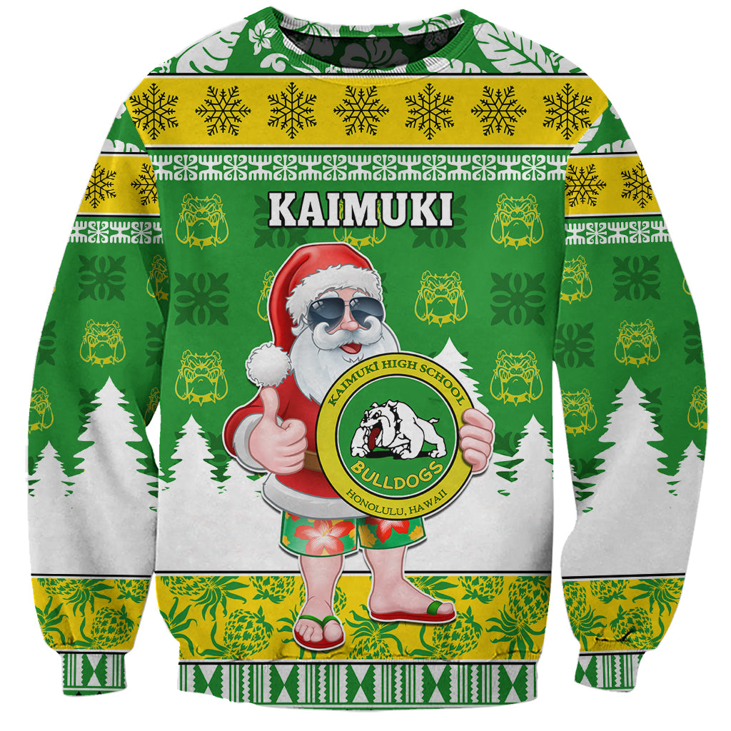 Custom Hawaii Kaimuki High School Christmas Sweatshirt Tropical Santa Claus LT05 Unisex Green - Polynesian Pride