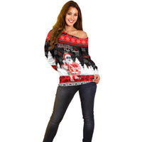 Custom Hawaii Kalani High School Christmas Off Shoulder Sweater Tropical Santa Claus LT05 - Polynesian Pride