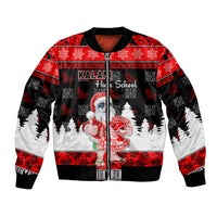 Custom Hawaii Kalani High School Christmas Sleeve Zip Bomber Jacket Tropical Santa Claus LT05 Unisex Red - Polynesian Pride
