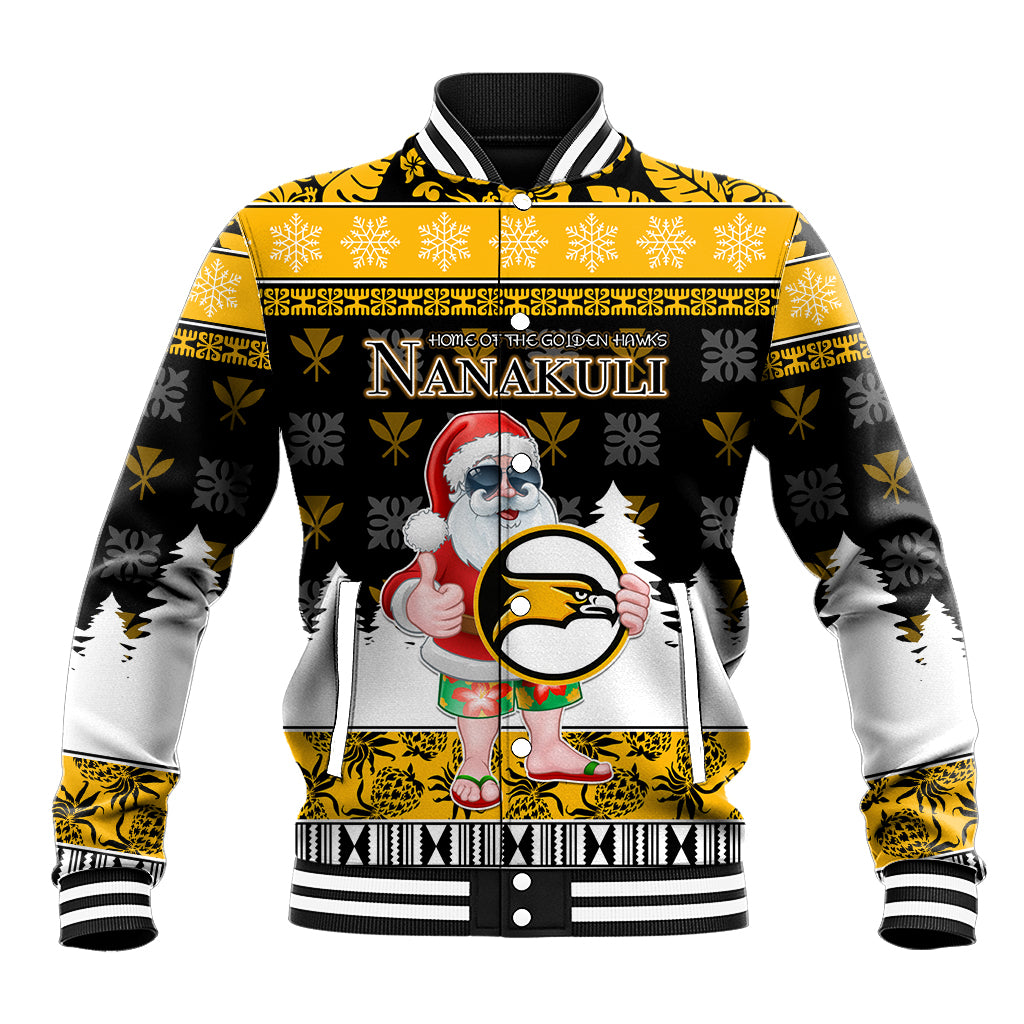 Custom Hawaii Nanakuli High and Intermediate School Christmas Baseball Jacket Tropical Santa Claus LT05 Unisex Yellow - Polynesian Pride