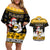 Custom Hawaii Nanakuli High and Intermediate School Christmas Couples Matching Off Shoulder Short Dress and Hawaiian Shirt Tropical Santa Claus LT05 Yellow - Polynesian Pride