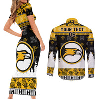 Custom Hawaii Nanakuli High and Intermediate School Christmas Couples Matching Short Sleeve Bodycon Dress and Long Sleeve Button Shirt Tropical Santa Claus LT05 - Polynesian Pride