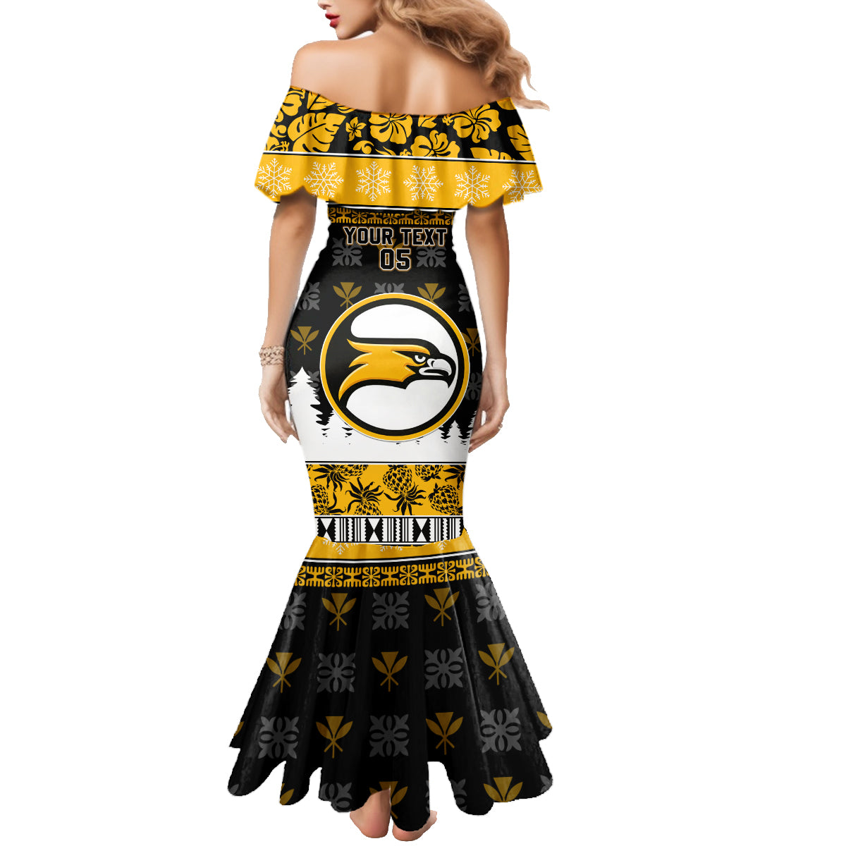 Custom Hawaii Nanakuli High and Intermediate School Christmas Family Matching Mermaid Dress and Hawaiian Shirt Tropical Santa Claus LT05 - Polynesian Pride