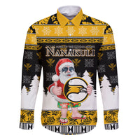 Custom Hawaii Nanakuli High and Intermediate School Christmas Family Matching Off Shoulder Maxi Dress and Hawaiian Shirt Tropical Santa Claus LT05 Dad's Shirt - Long Sleeve Yellow - Polynesian Pride
