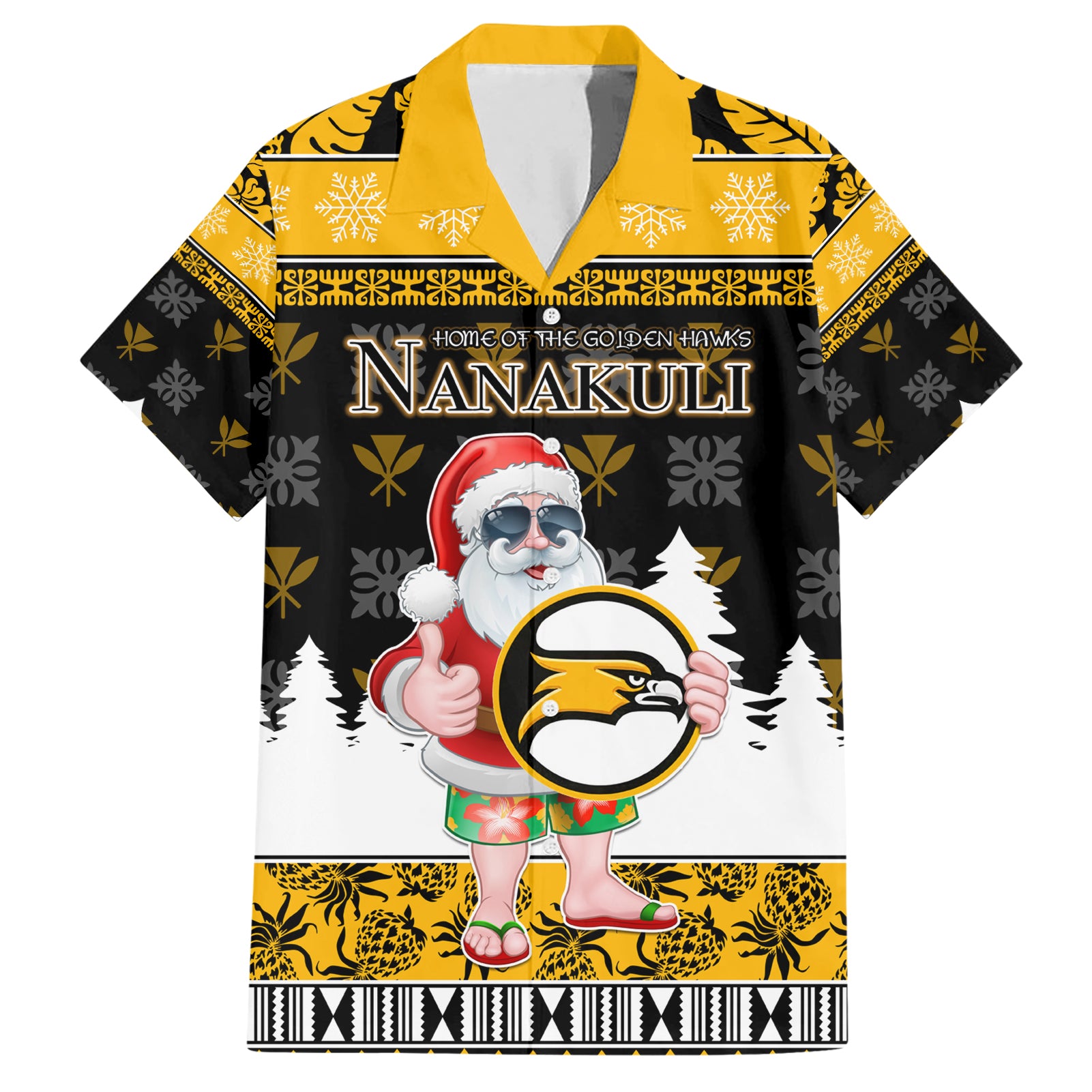 Custom Hawaii Nanakuli High and Intermediate School Christmas Hawaiian Shirt Tropical Santa Claus LT05 Yellow - Polynesian Pride