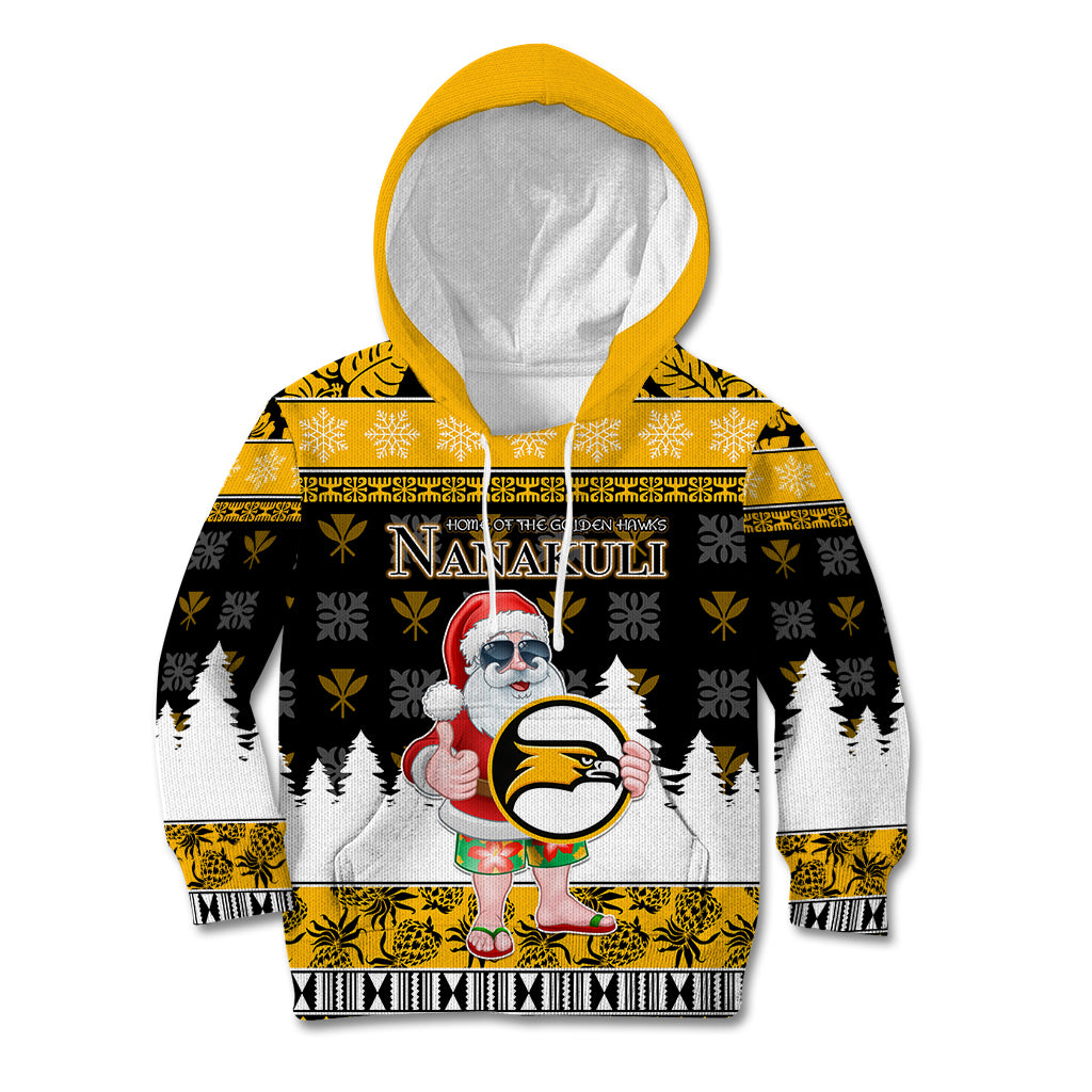 Custom Hawaii Nanakuli High and Intermediate School Christmas Kid Hoodie Tropical Santa Claus LT05 Yellow - Polynesian Pride