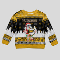 Custom Hawaii Nanakuli High and Intermediate School Christmas Kid Ugly Christmas Sweater Tropical Santa Claus LT05 Kid Yellow - Polynesian Pride