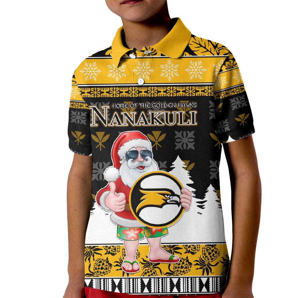 Custom Hawaii Nanakuli High and Intermediate School Christmas Kid Polo Shirt Tropical Santa Claus LT05 Kid Yellow - Polynesian Pride