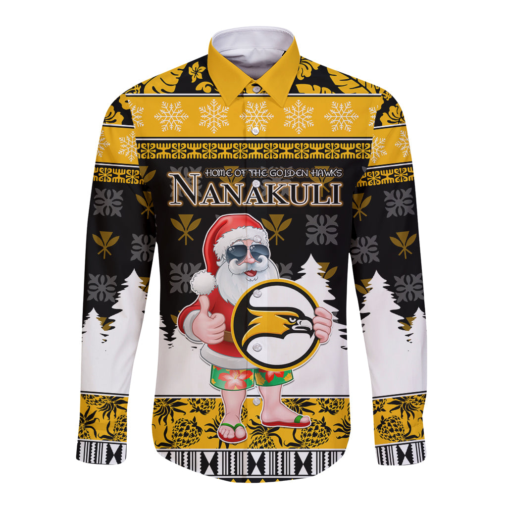Custom Hawaii Nanakuli High and Intermediate School Christmas Long Sleeve Button Shirt Tropical Santa Claus LT05 Unisex Yellow - Polynesian Pride