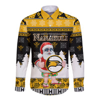 Custom Hawaii Nanakuli High and Intermediate School Christmas Long Sleeve Button Shirt Tropical Santa Claus LT05 Unisex Yellow - Polynesian Pride