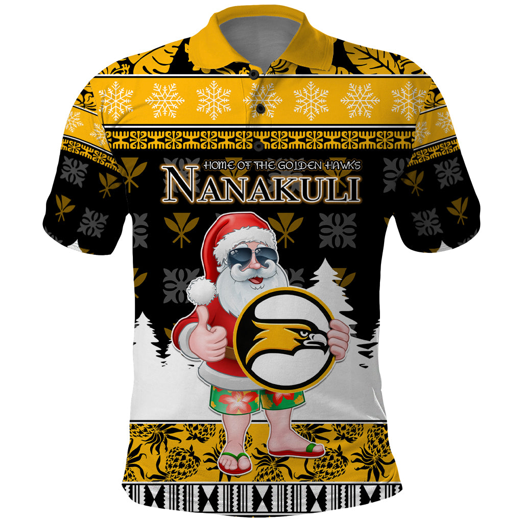 Custom Hawaii Nanakuli High and Intermediate School Christmas Polo Shirt Tropical Santa Claus LT05 Yellow - Polynesian Pride