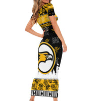 Custom Hawaii Nanakuli High and Intermediate School Christmas Short Sleeve Bodycon Dress Tropical Santa Claus LT05 - Polynesian Pride