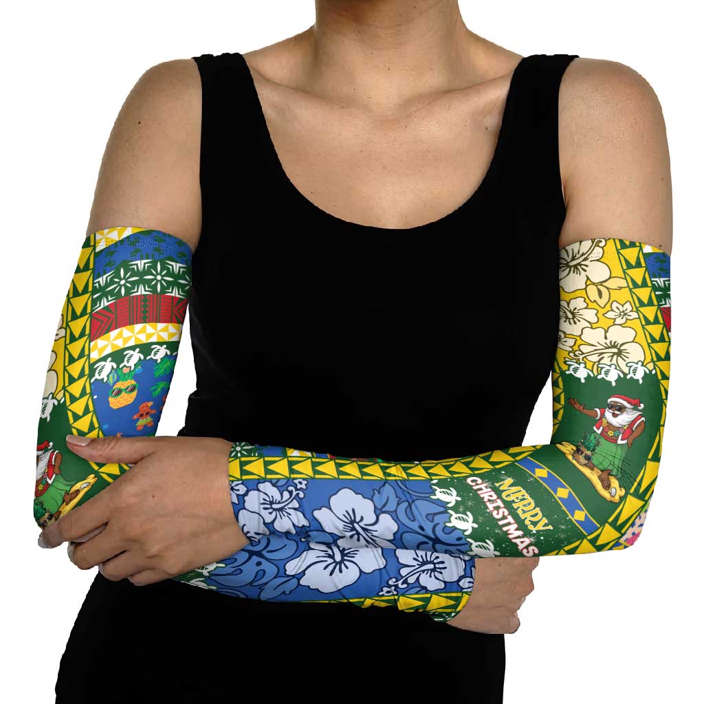 Solomon Islands Christmas Arm Sleeves Festive Beach Vibes - Polynesian Pride