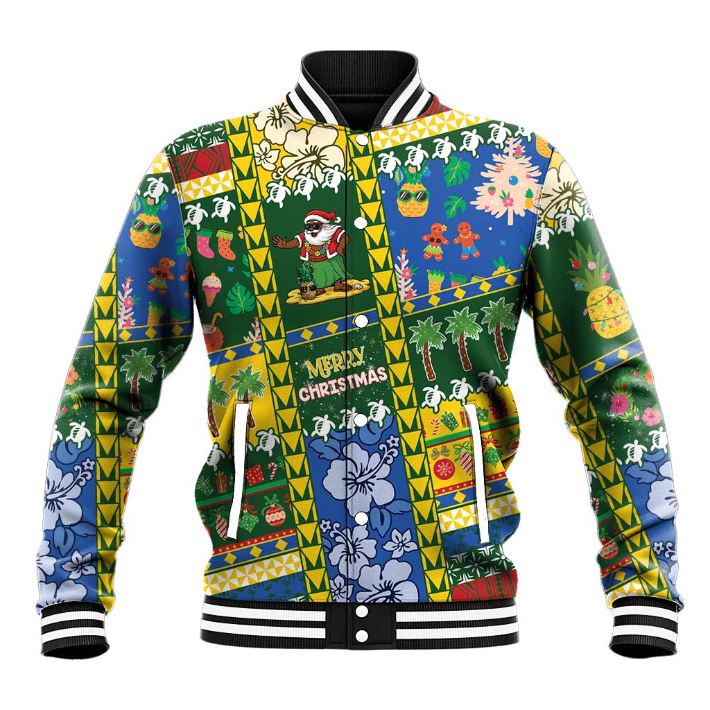 Solomon Islands Christmas Baseball Jacket Festive Beach Vibes - Polynesian Pride