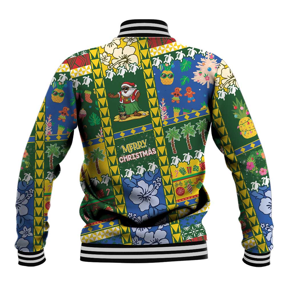 Solomon Islands Christmas Baseball Jacket Festive Beach Vibes - Polynesian Pride