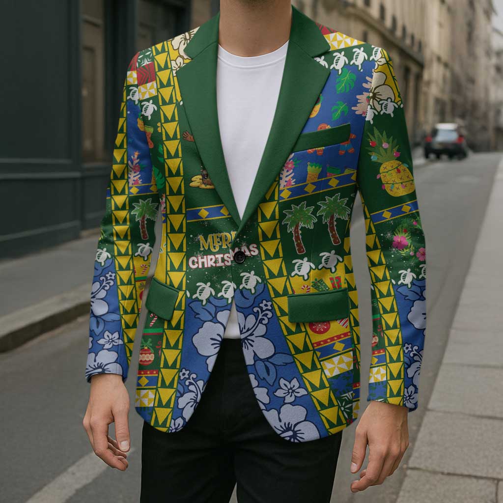 Solomon Islands Christmas Blazer Festive Beach Vibes - Polynesian Pride